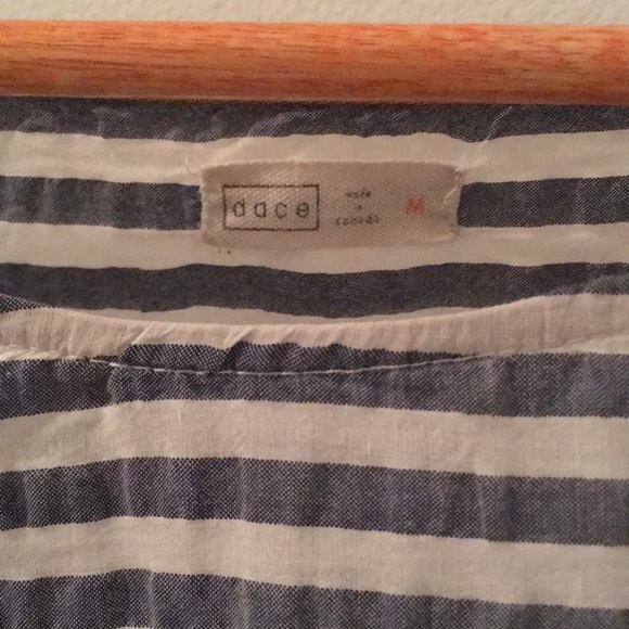 Dace Striped Short Sleeve Boxy Blouse Sz M - Picture 2 of 2